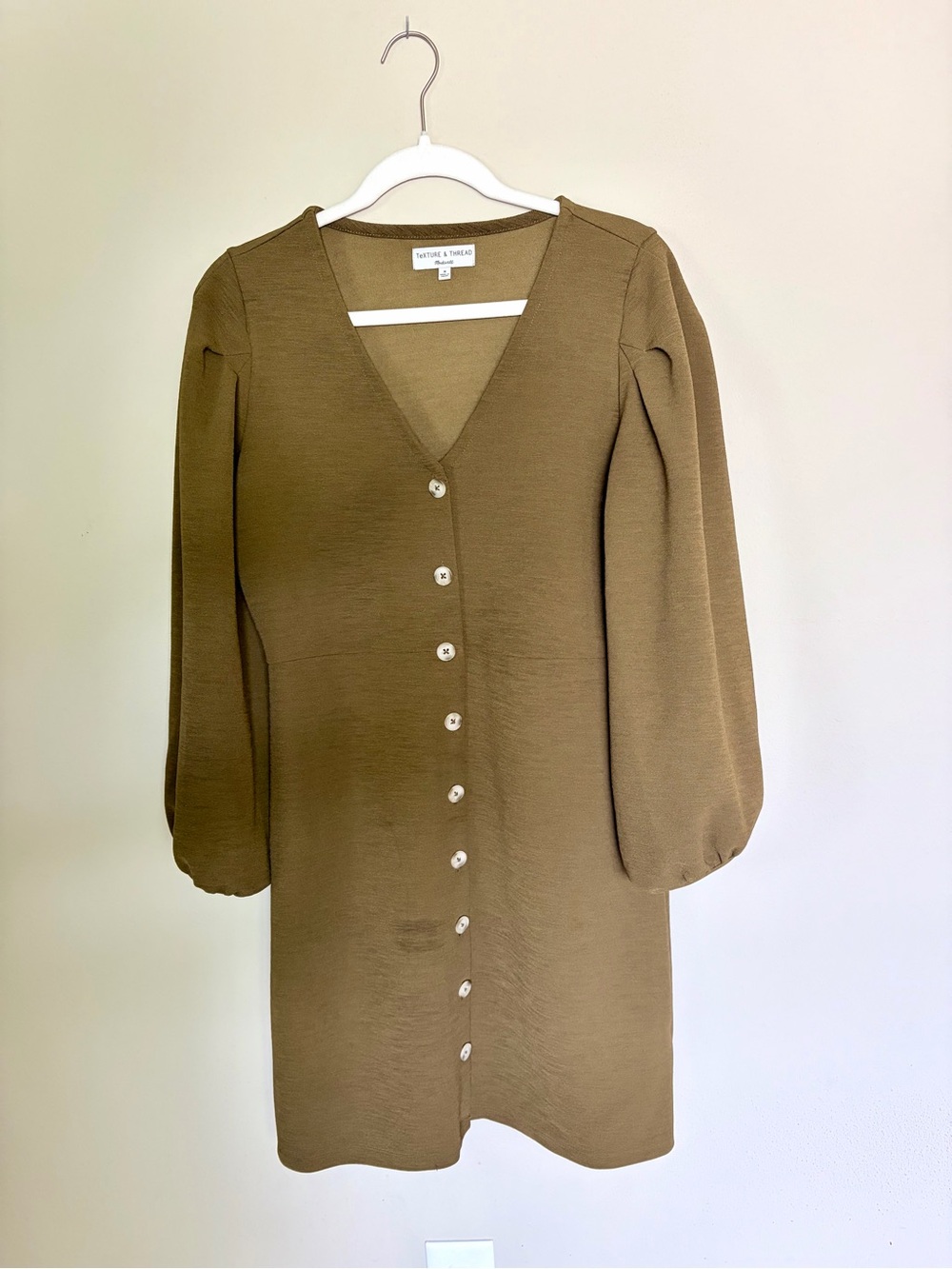 Madewell Olive Button-Front Dress